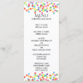 Colorful Confetti Rainbow Fun Wedding Menu (Voorkant)