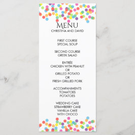 Colorful Confetti Rainbow Fun Wedding Menu