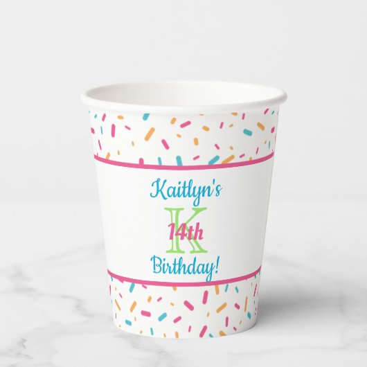 Colorful Confetti Sprinkles | Partij Papieren Bekers (Achterkant)