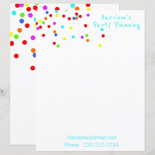 Colorful Confetti Stationery (Voorkant / Achterkant)