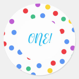 Colorful Confetti Stippen 1st Birthday Sticker