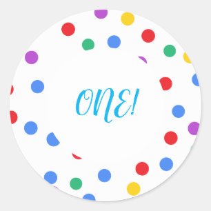 Colorful Confetti Stippen 1st Birthday Sticker