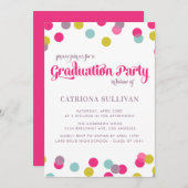 COLORFUL CONFETTI STIPPEN | AFSTUDEREN INVITATIE KAART (Voorkant / Achterkant)