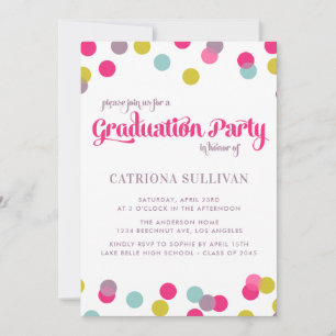 COLORFUL CONFETTI STIPPEN   AFSTUDEREN INVITATIE KAART
