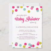 COLORFUL CONFETTI STIPPEN | BABY SHOWER INVITATIE KAART (Voorkant)