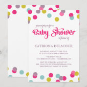 COLORFUL CONFETTI STIPPEN | BABY SHOWER INVITATIE KAART (Voorkant / Achterkant)