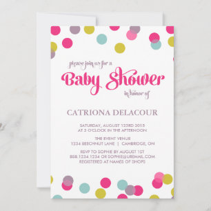COLORFUL CONFETTI STIPPEN   BABY SHOWER INVITATIE KAART