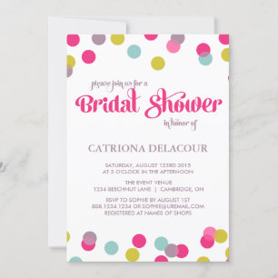 COLORFUL CONFETTI STIPPEN   BRIDAL SHOWER INVITATI KAART