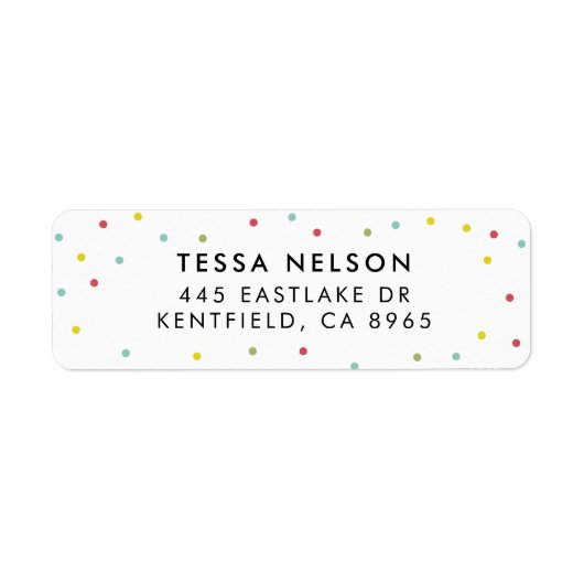 Colorful Confetti Stippen Patroon Etiket (Voorkant)