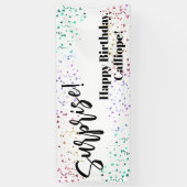 Colorful Confetti Surprise Birthday Party Spandoek (Verticaal)