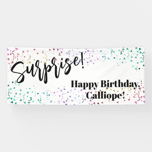 Colorful Confetti Surprise Birthday Party Spandoek (Horizontaal)