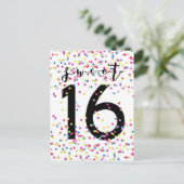 Colorful Confetti Sweet 16 Briefkaart (Staand voorkant)