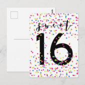 Colorful Confetti Sweet 16 Briefkaart (Voorkant / Achterkant)