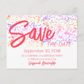 Colorful Confetti Top Oranje Text Special Occasion Aankondigingskaart (Voorkant)