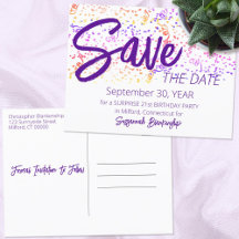 Colorful Confetti Top Purple Text Special Occasion