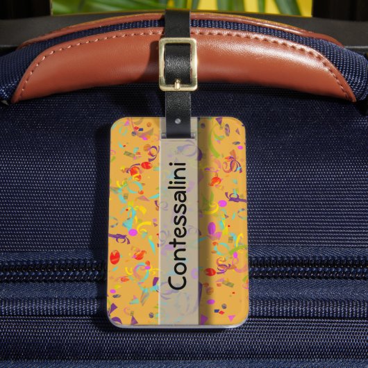 Colorful Confetti Toss Abstracte Naam Bagagelabel (Voorkant Insitu 2)