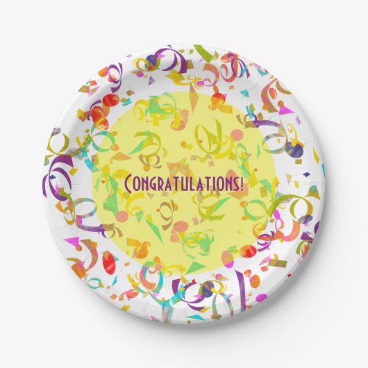 Colorful Confetti Toss Artwork Papieren Bordje (Voorkant)