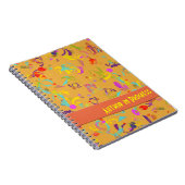 Colorful Confetti Toss over Oranje Sjabloon Notitieboek (Rechterzijde)