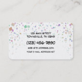 Colorful Confetti White Achtergrond Visitekaartje (Achterkant)