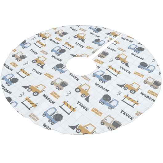 Colorful Construction Trucks Patroon Kerstboom Rok (Gekanteld)