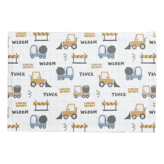 Colorful Construction Trucks Patroon Kussensloop (Achterkant)