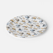 Colorful Construction Trucks Patroon Papieren Bordje (Gekanteld)