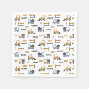 Colorful Construction Trucks Patroon Servet