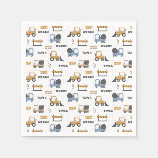 Colorful Construction Trucks Patroon Servet (Voorkant)