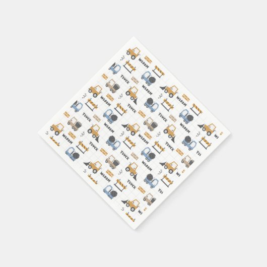 Colorful Construction Trucks Patroon Servet (Hoek)
