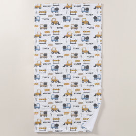 Colorful Construction Trucks Patroon Strandlaken