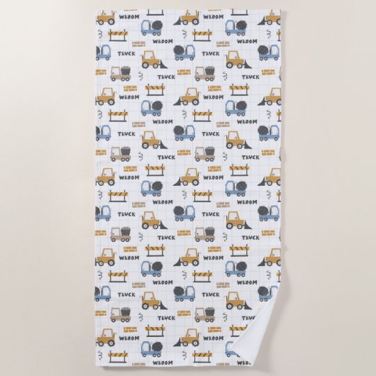 Colorful Construction Trucks Patroon Strandlaken (Voorkant)