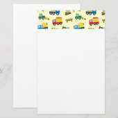 Colorful Construction Vehicles Pattern for Boys Briefpapier (Voorkant / Achterkant)