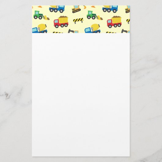 Colorful Construction Vehicles Pattern for Boys Briefpapier (Voorkant)