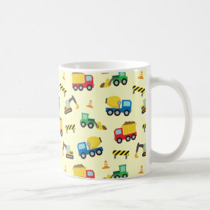 Colorful Construction Vehicles Pattern for Boys Koffiemok