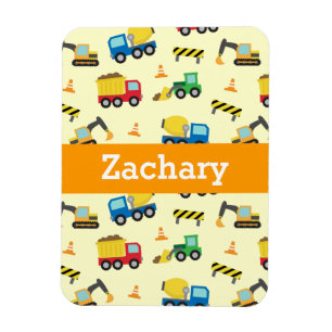 Colorful Construction Vehicles Pattern for Boys Magneet