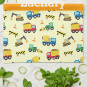 Colorful Construction Vehicles Pattern for Boys Theedoek (Gevouwen)