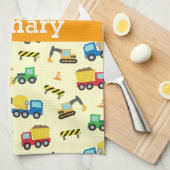 Colorful Construction Vehicles Pattern for Boys Theedoek (Quarter Fold)