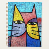 Colorful Contemporary Cubist Cat Art Notebook Planner (Voorkant)