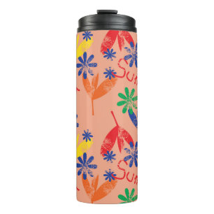 Colorful contemporary summer floral collal with h thermosbeker
