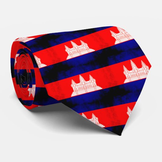 Colorful Contrast Cambodjaanse vlag Stropdas (Opgerold)