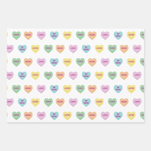 Colorful Conversation Hearts Inpakpapier Vel (Voorkant)