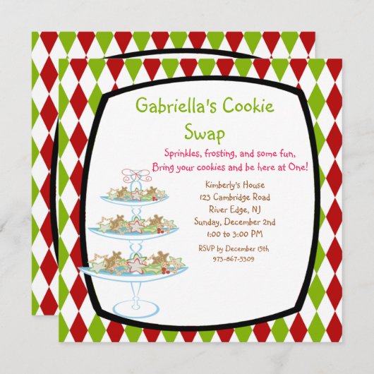 Colorful Cookie Tray Holiday Cookie Swap Invitae (Voorkant / Achterkant)