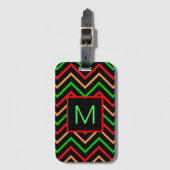 Colorful Cool Chevron op zwart monogram Bagagelabel (Voorkant (verticaal))