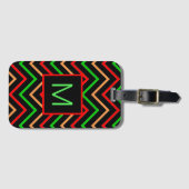 Colorful Cool Chevron op zwart monogram Bagagelabel (Voorkant (horizontaal))