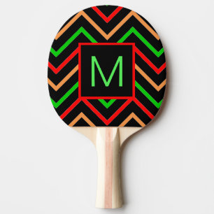 Colorful Cool Chevron op zwart monogram Tafeltennisbatje