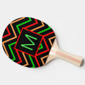 Colorful Cool Chevron op zwart monogram Tafeltennisbatje (Zijkant)