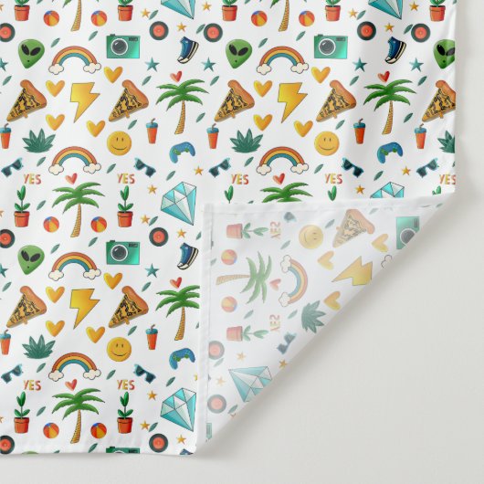 Colorful Cool Elements Pattern – Retro Summer Vibe Wandkleed (Detail)