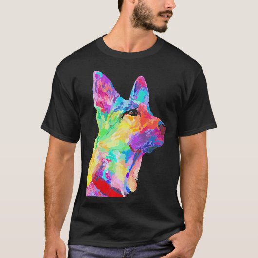 Colorful Cool German Shepherd T-shirt (Voorkant)