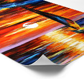 Colorful Cool retro Hawaii Sunset Oil Painting Poster (Hoek)