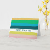 Colorful Cool Simple Stripes CUSTOM HAPPY BIRTHDAY Kaart (Gele Bloem)